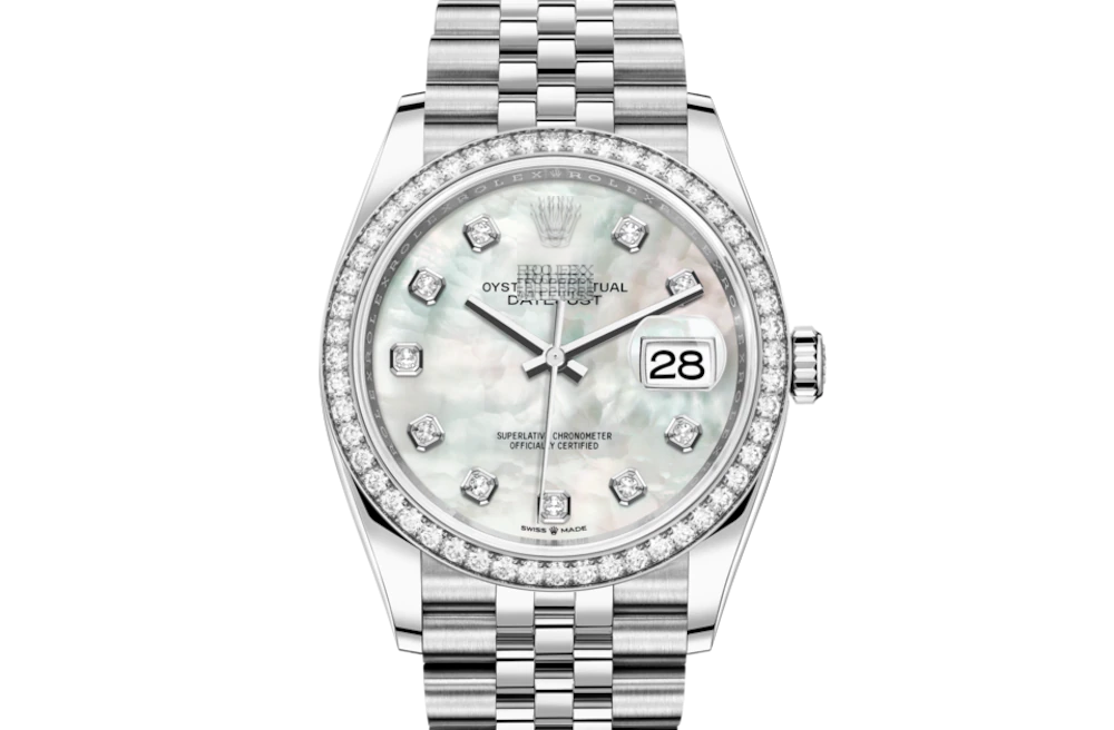 DATEJUST 36-Oyster, 36 mm, Oystersteel, white gold and diamonds 67with original box