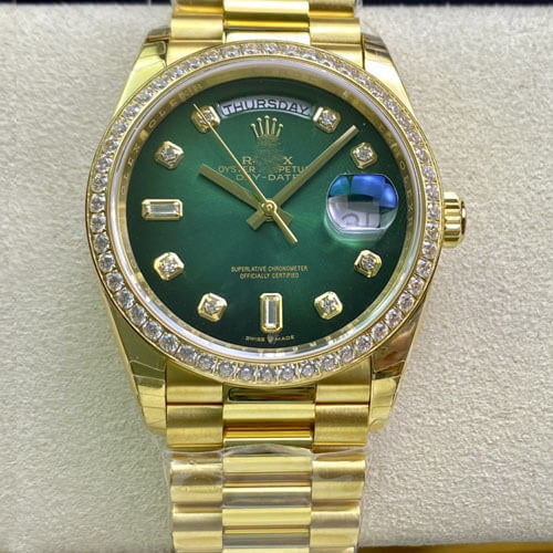 DAY DATE M128348RBR-0035 EW FACTORY GREEN DIAL