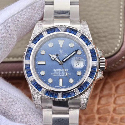 SUBMARINER DATE 116619LB DIAMOND CUSTOMIZED EDITION GS FACTORY BLUE DIAL
