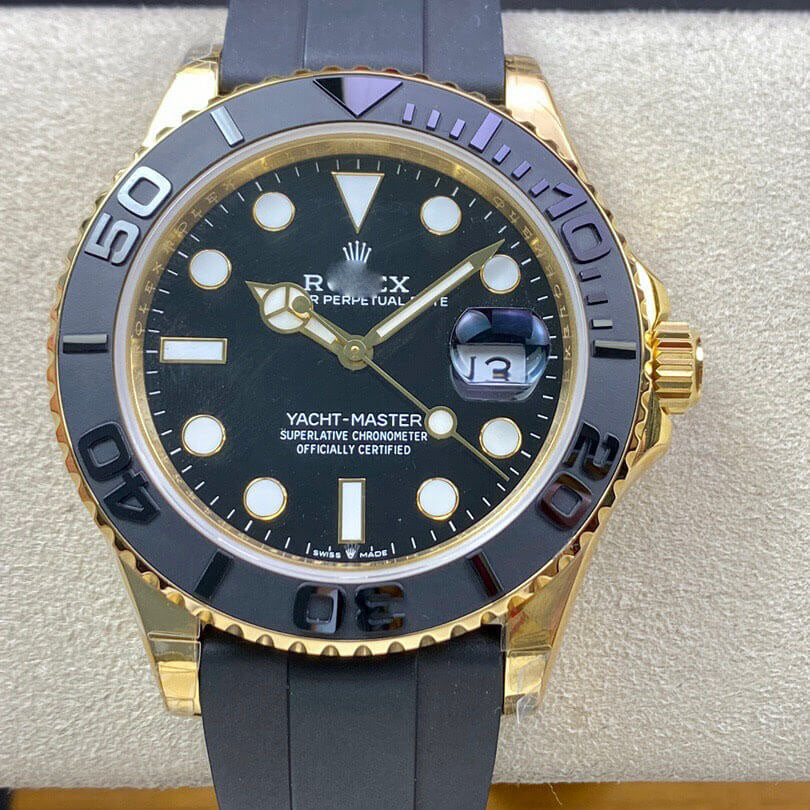 YACHT MASTER M226658-0001 42MM OW FACTORY BLACK RUBBER STRAP