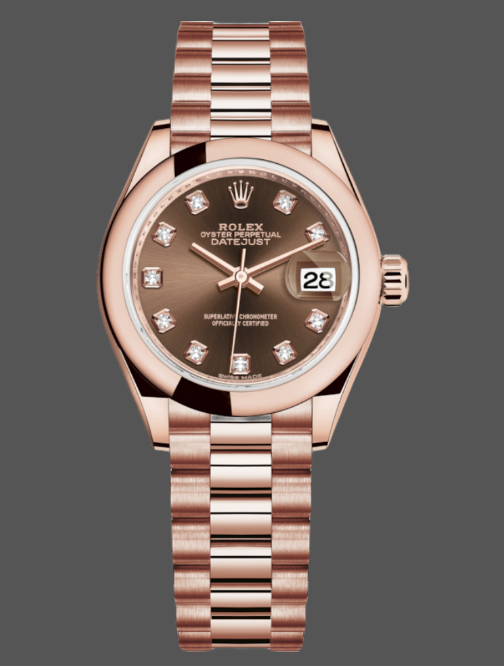 Rolex Datejust 279165 Chocolate Brown Dial Diamond Domed Bezel 28mm Lady Replica Watch