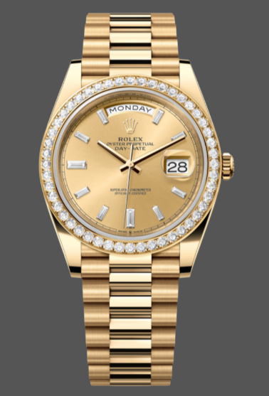 Rolex Day-Date 228398TBR Champagne Diamond Dial Diamond Bezel 40mm Mens Replica Watch